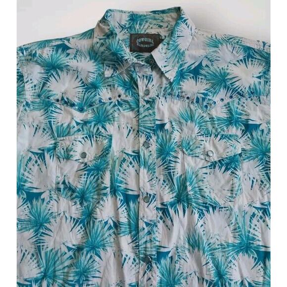 Teal/White Pearl Snap Cowgirl Hardware Top - Picture 3 of 7